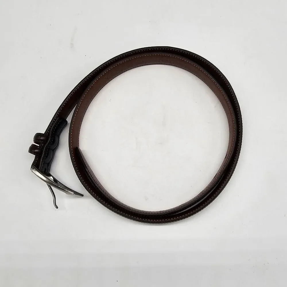 Johnston & Murphy Two Tone Black Brown Silver Tone Buckle Leather BELT Size 40